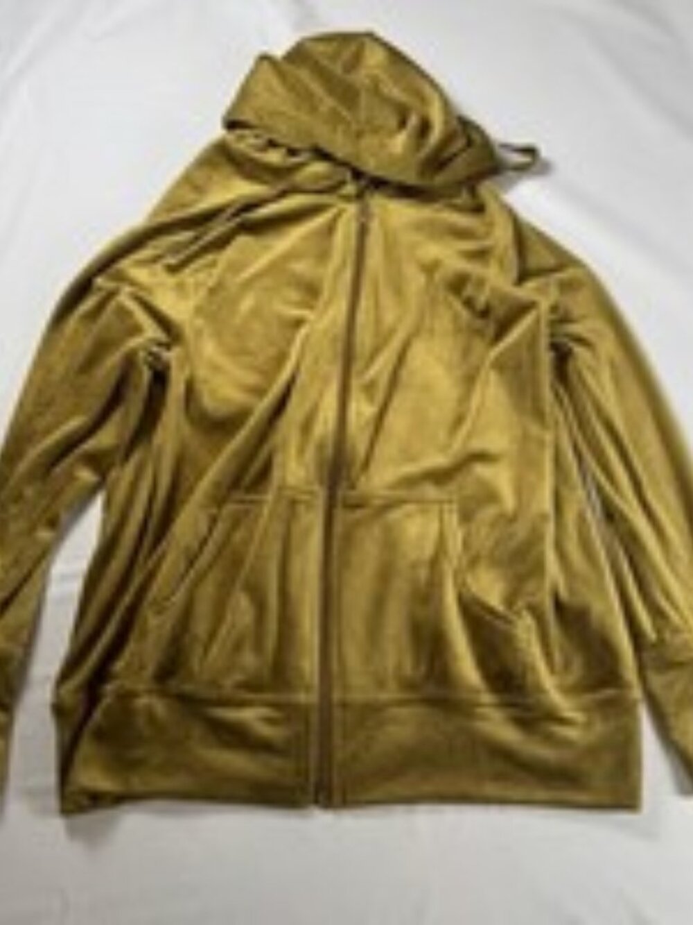 OFFLINE By Aerie Velour Hoodie Small Chartreuse Gold Zip Up Thumbholes New